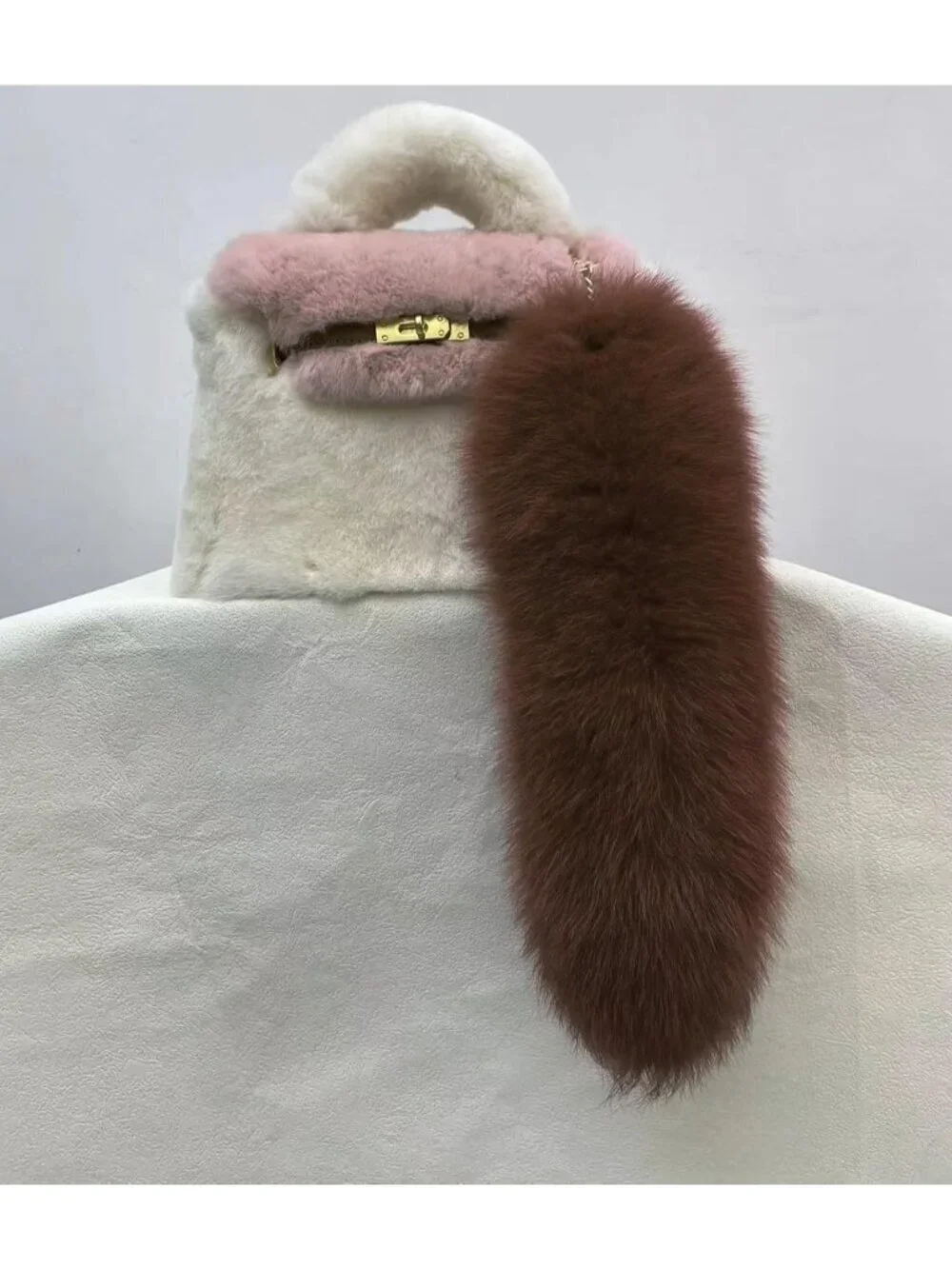 Women's Brown Pendant Cosplay Costume Halloween Furry Tails Keychain Handbag
